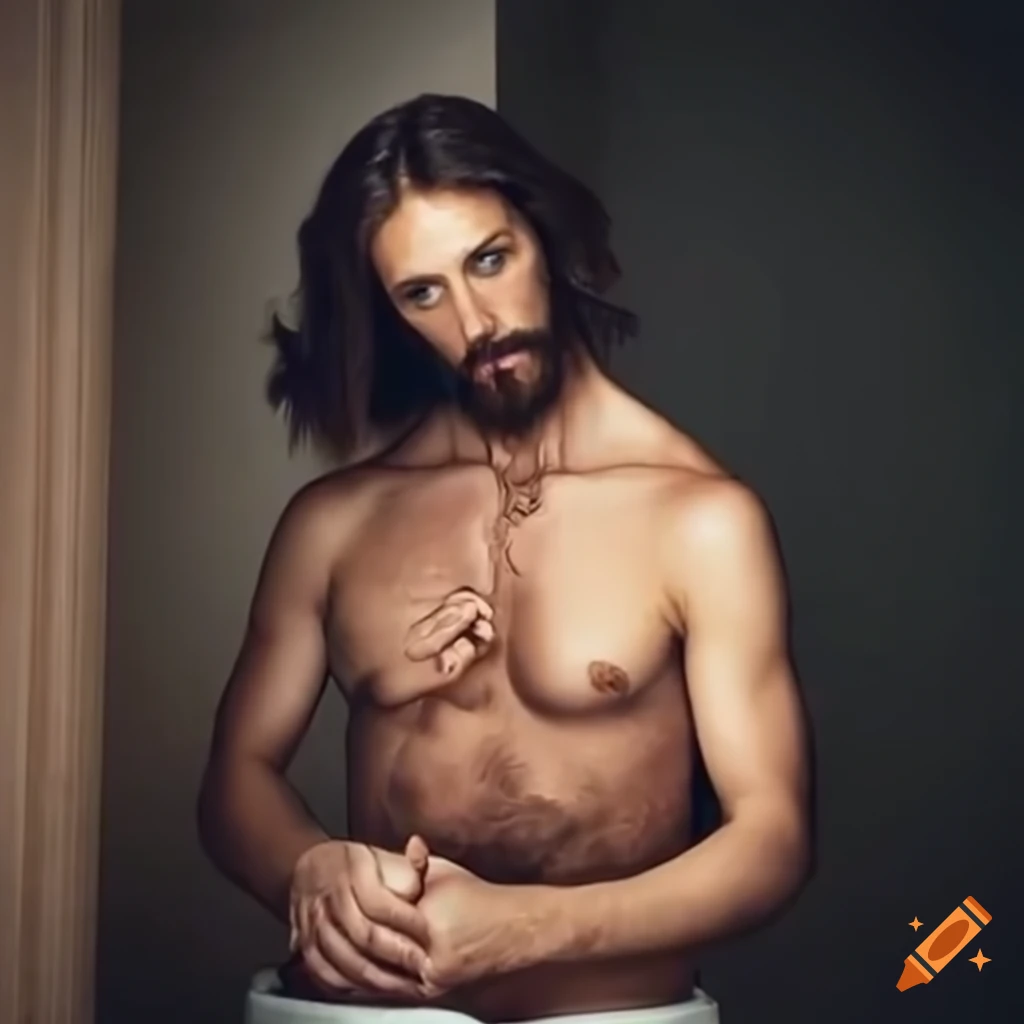 humorous depiction of Jesus taking a mirror selfie with a squirrel