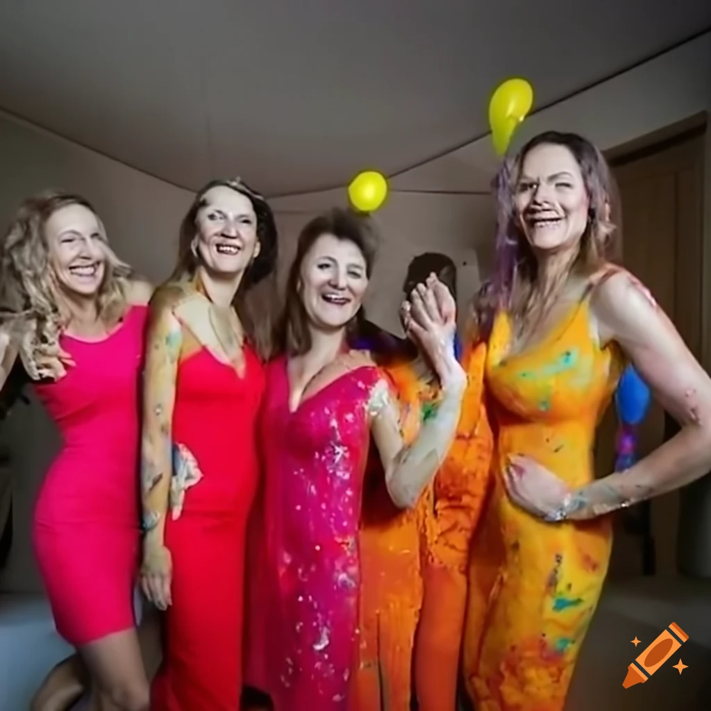 Three Women Having Fun At A Colorful Party On Craiyon