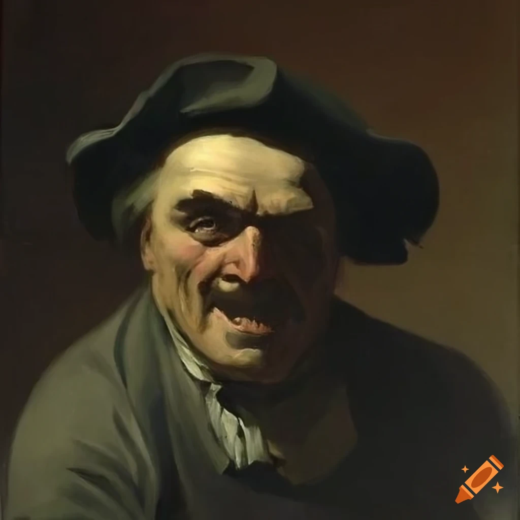 dark painting of a bare knuckle boxer in 1700s clothing