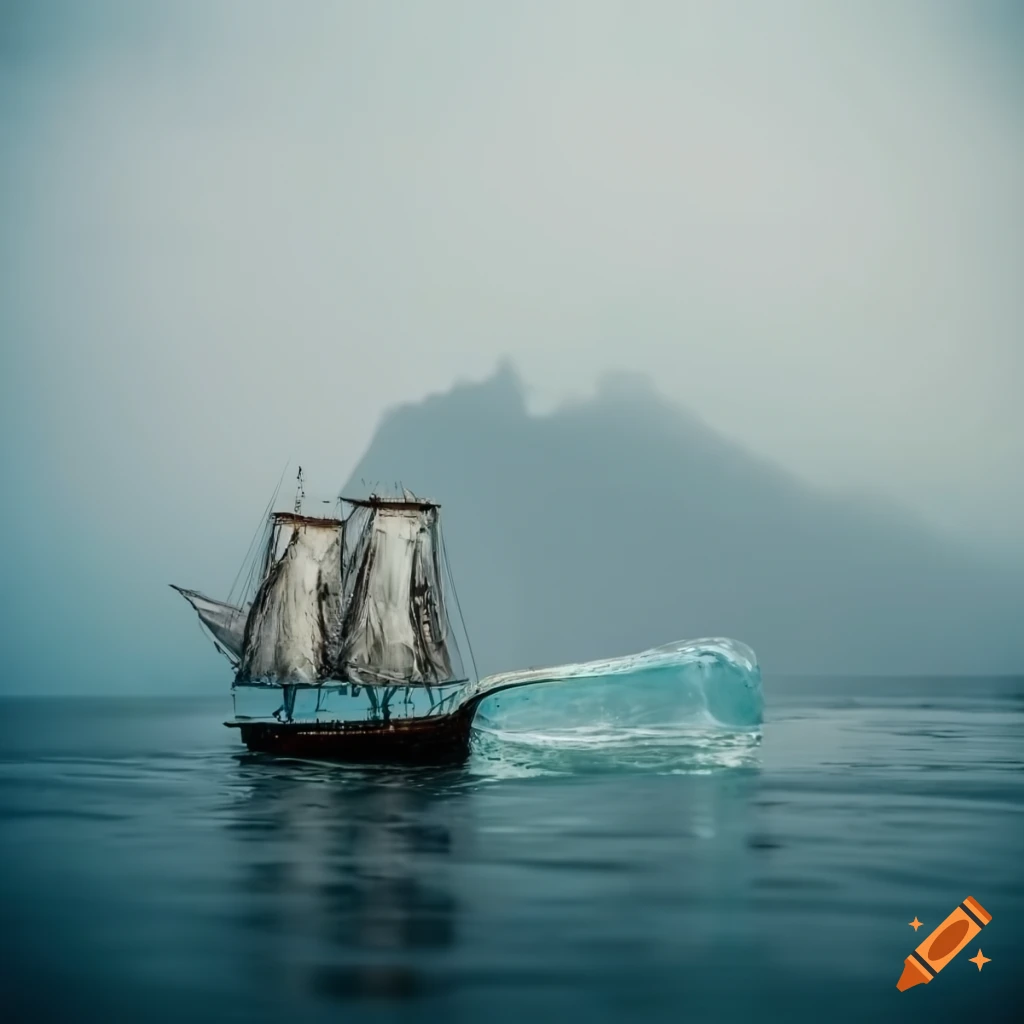 seascape with ship in a bottle during a storm
