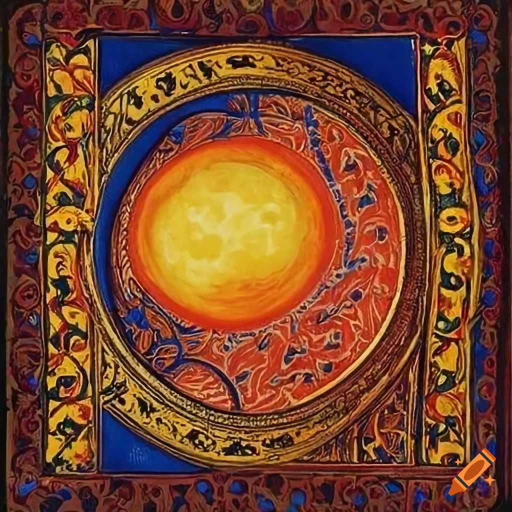 moonlit landscape in a Book of Kells manuscript