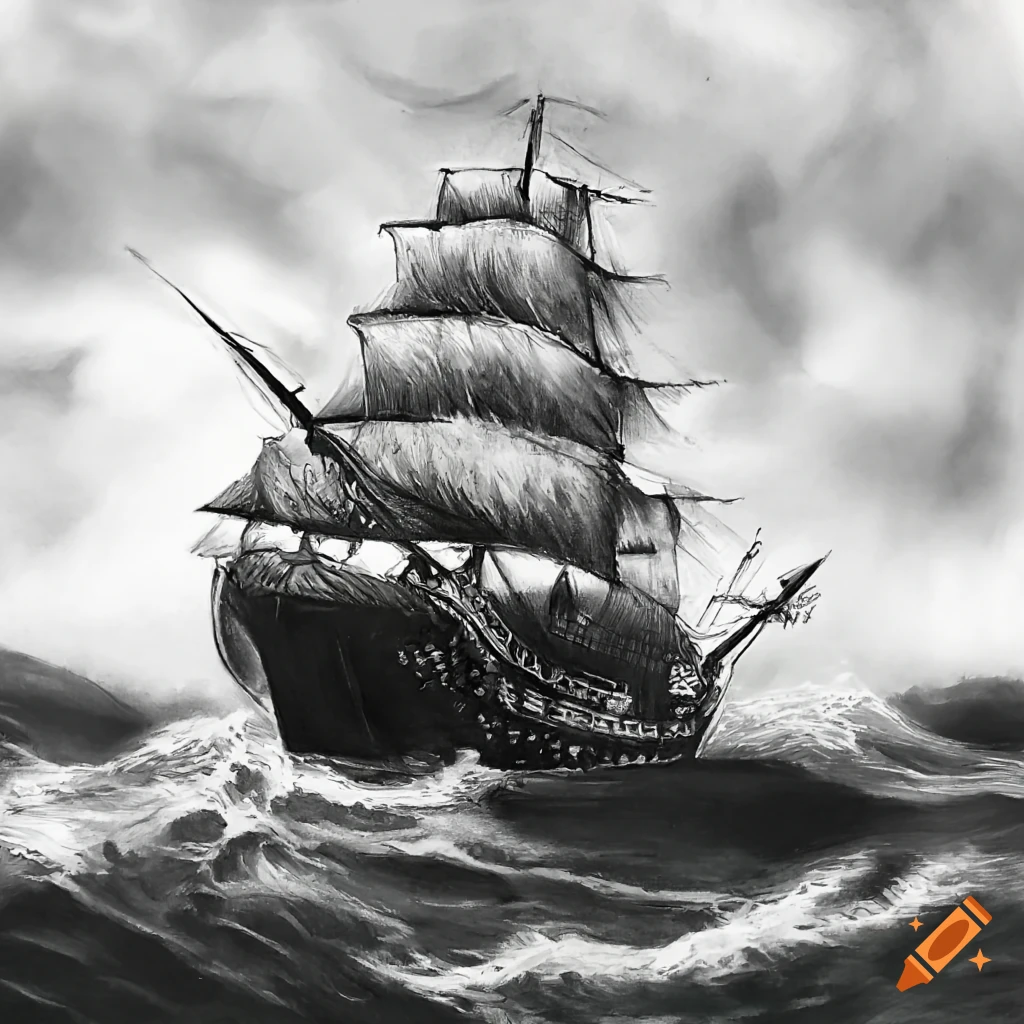 Pirate Ship Drawing On Old Piece Stock Illustration 67534915 | Shutterstock