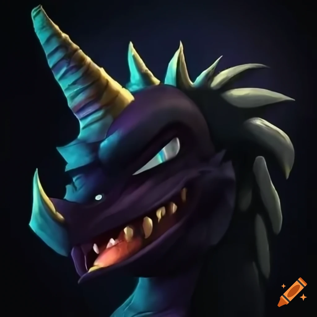 headshot of a black dragon in Spyro style