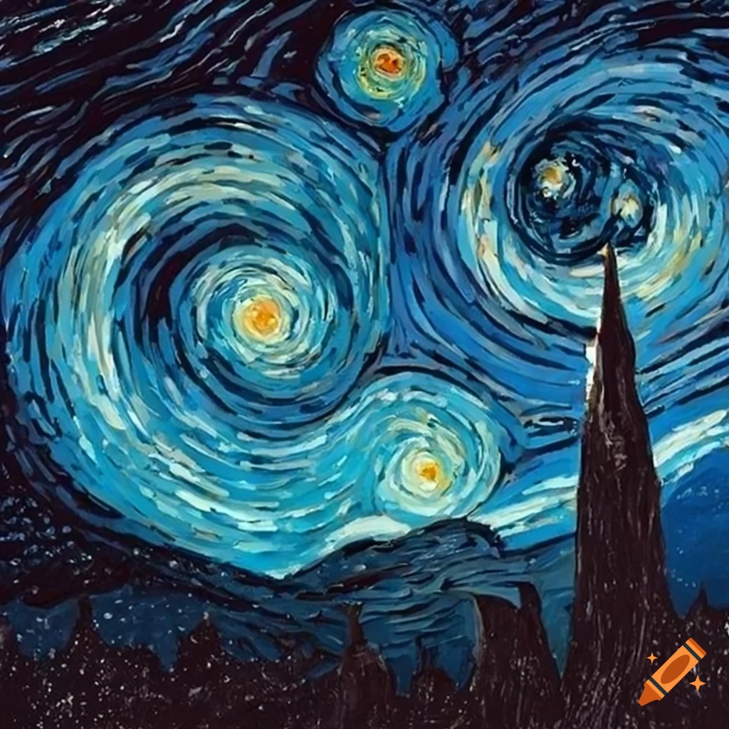 Artistic depiction of star trek in a starry night on Craiyon