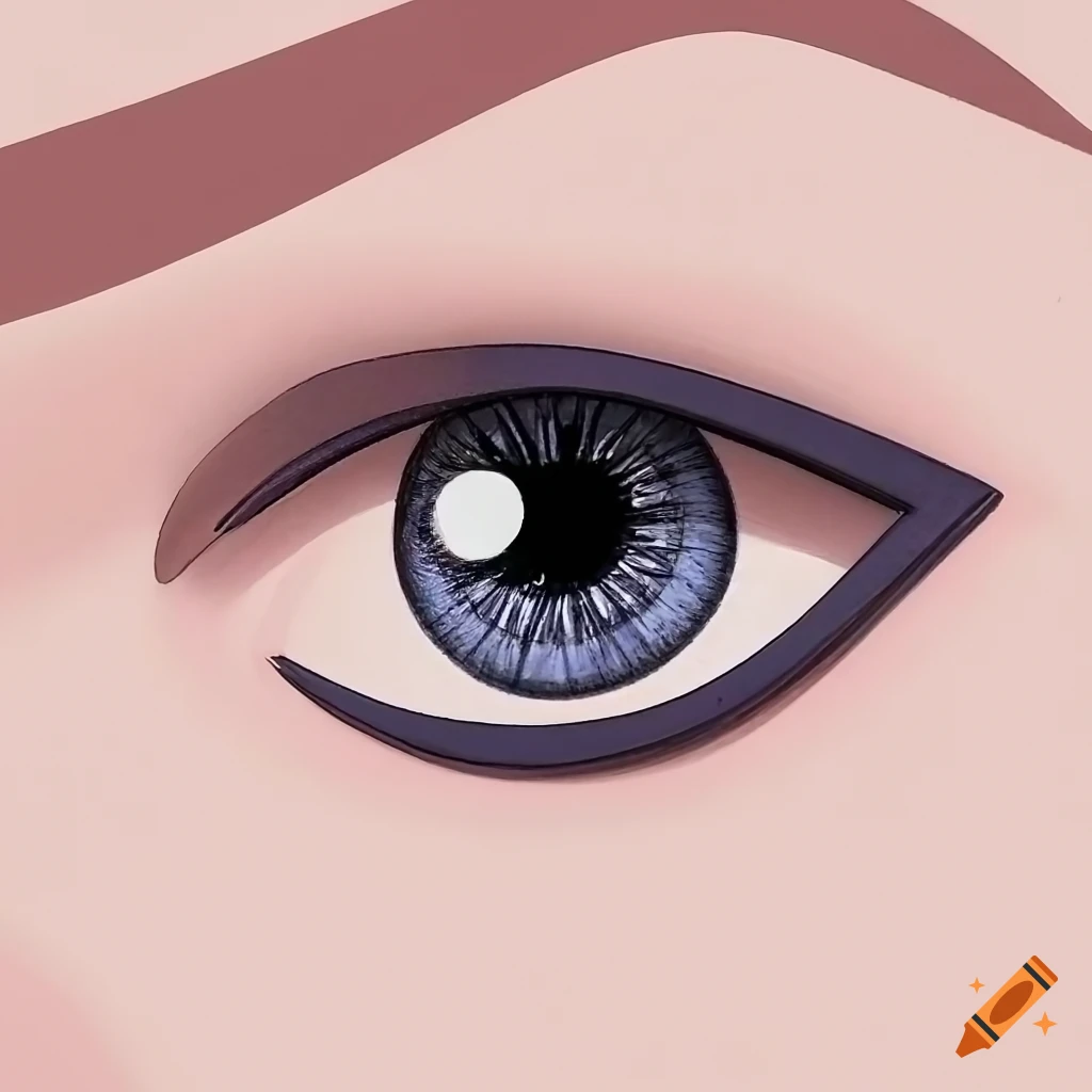 Close-up photo of detailed female anime eyes