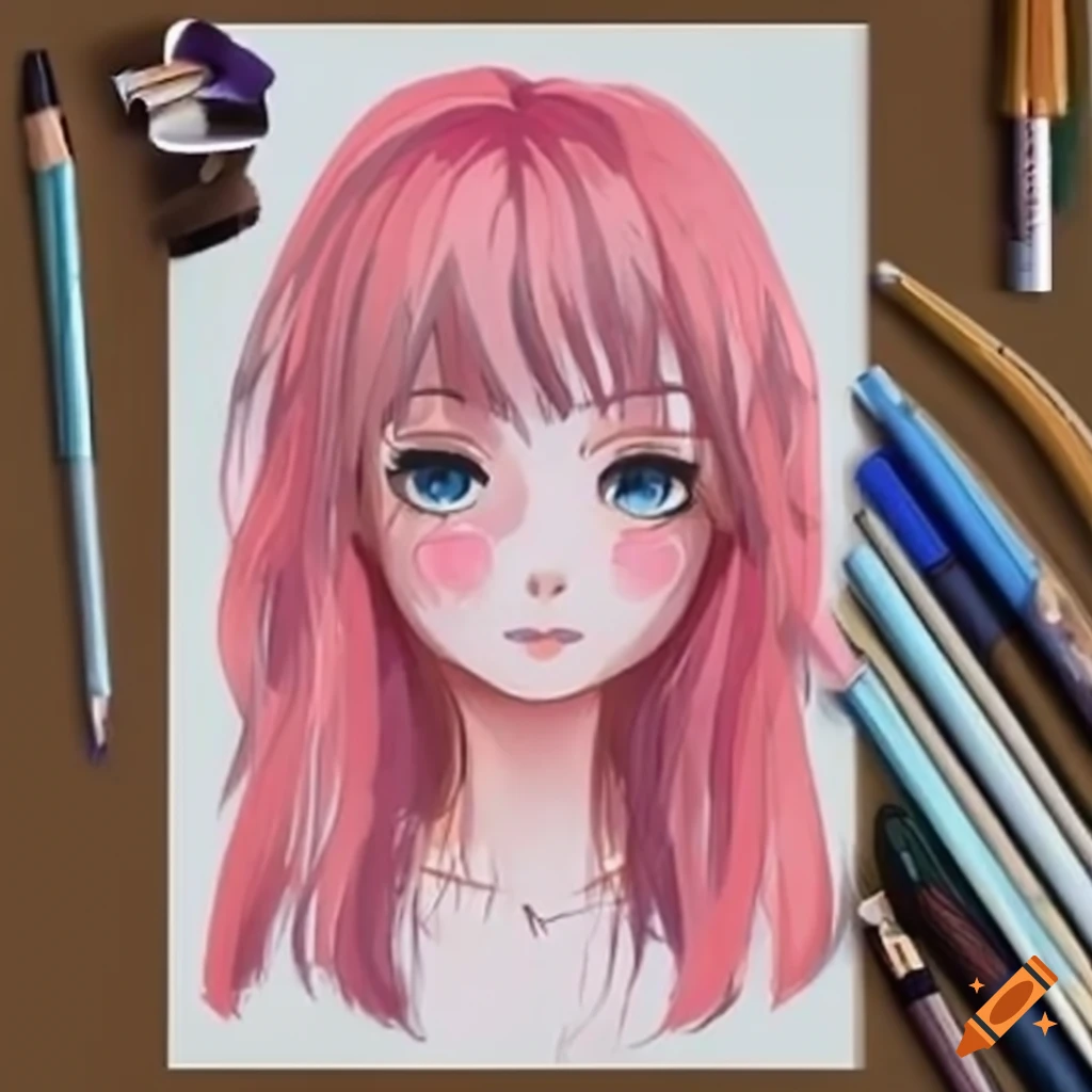 girl color pencil drawing by elle | Image