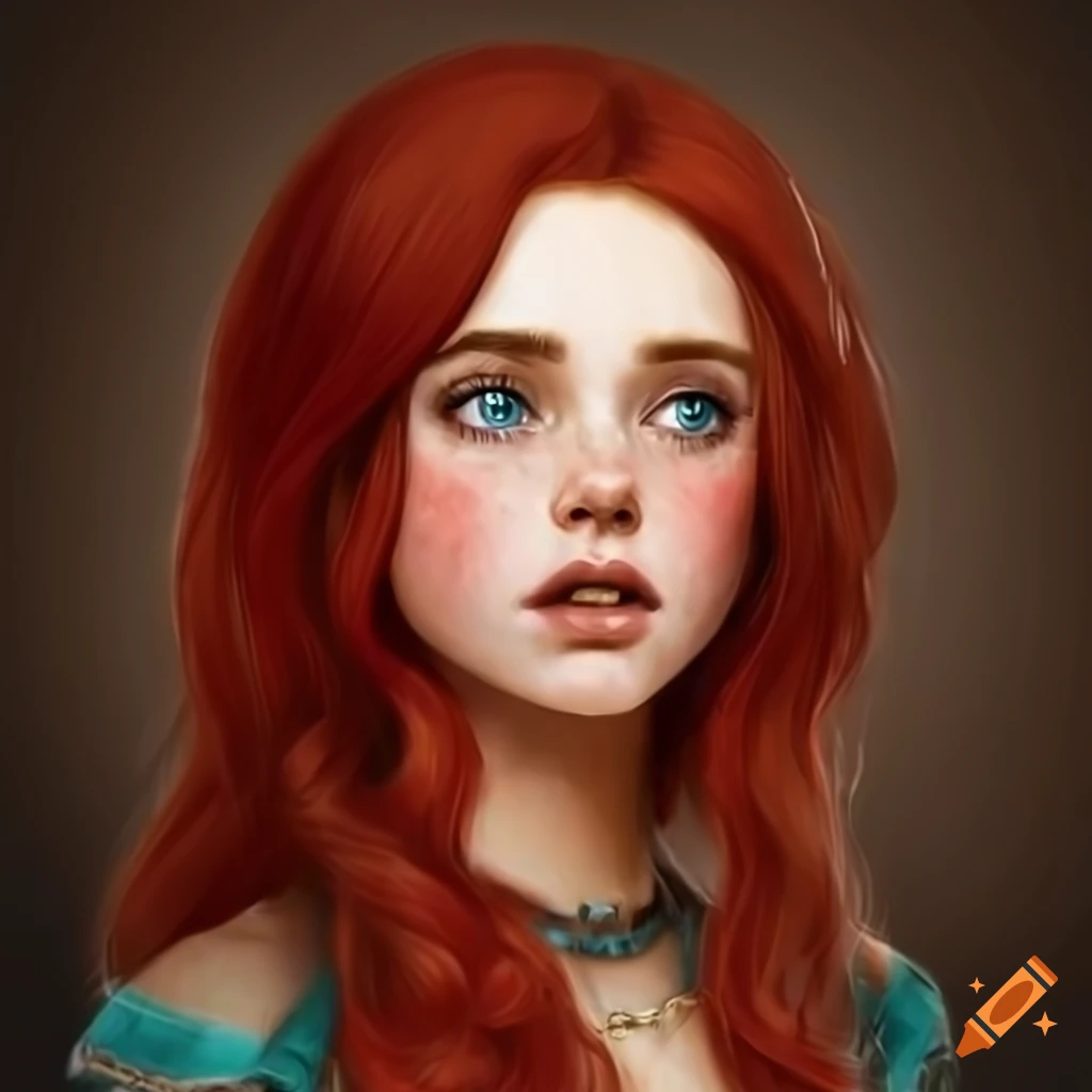 realistic medieval fantasy woman with red hair