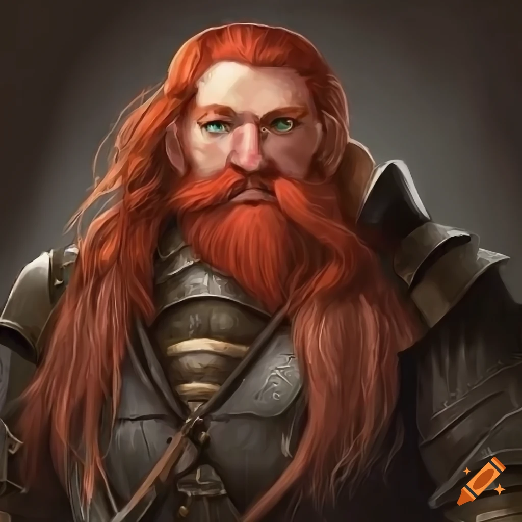 Image of a dwarf ship captain with long red hair and beard on Craiyon