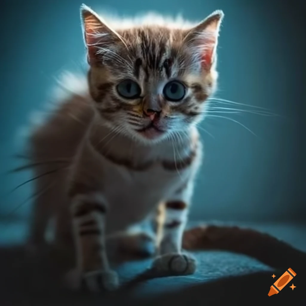 dark and mysterious photo of a kitten