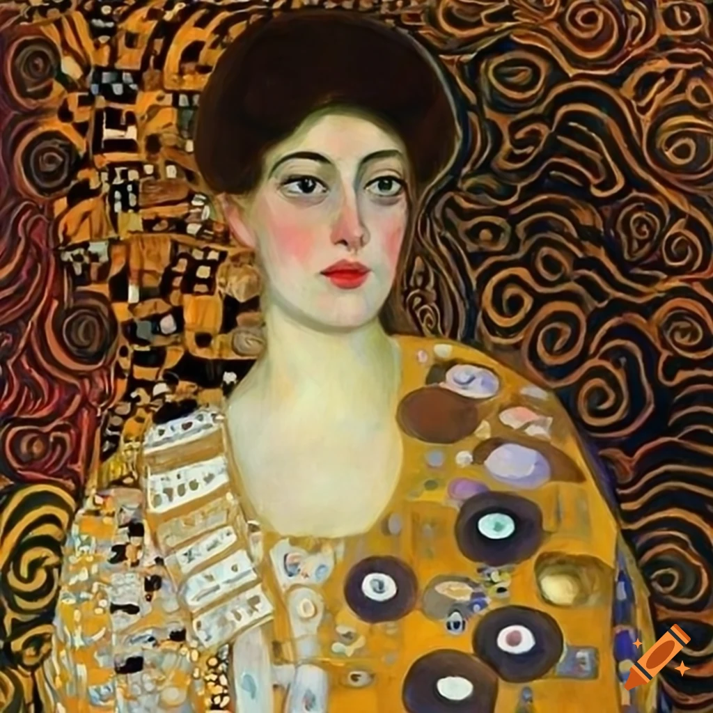 Portrait of a woman in the style of gustav klimt on Craiyon