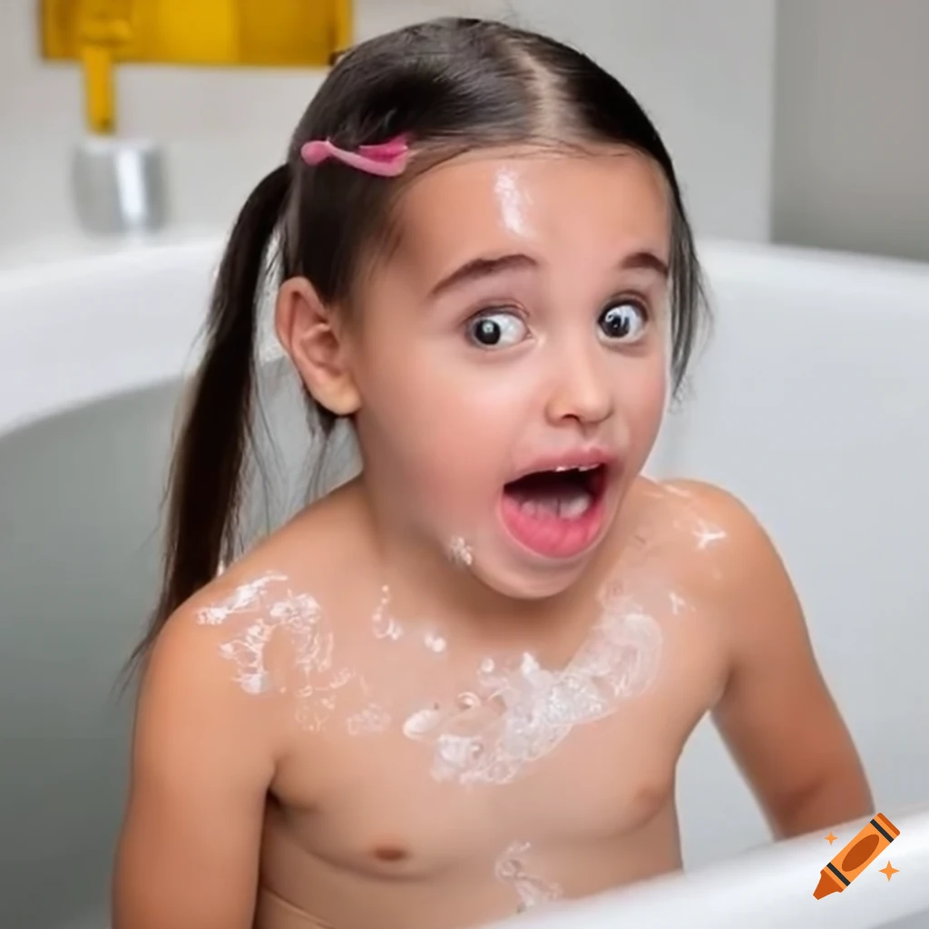 surprised toddler girl with pigtails enjoying a white popsicle