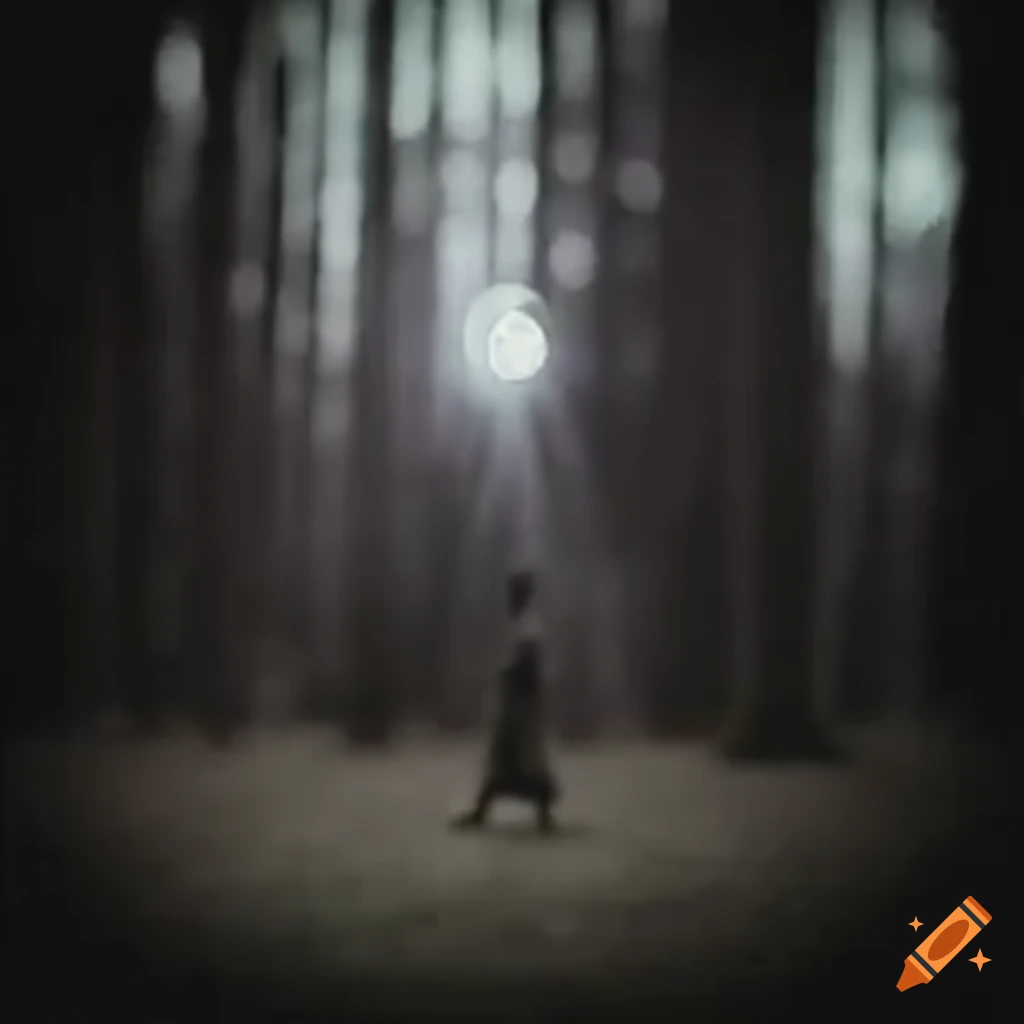 mysterious footage of a cryptid creature in a moonlit forest