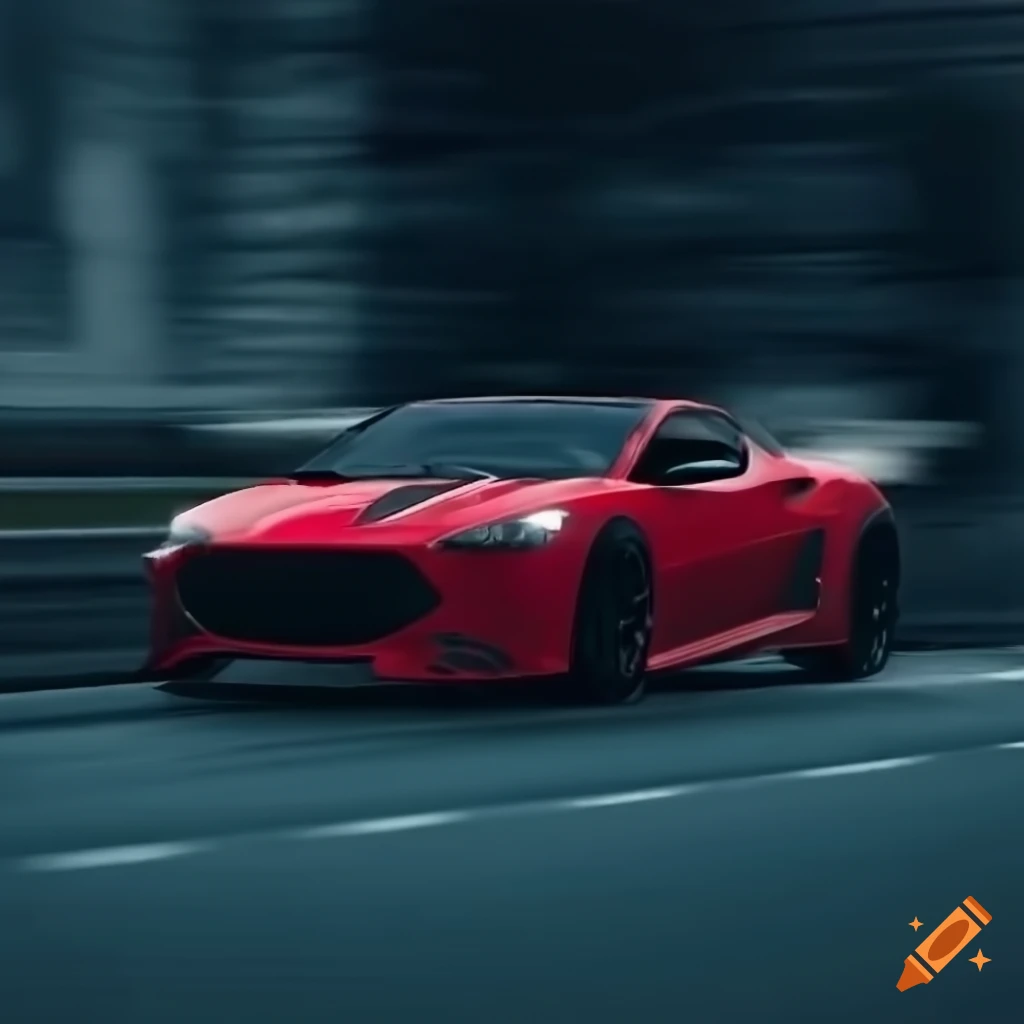 photo of a fast sports car on a detailed highway