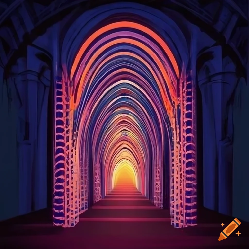 Geometric abstract art of architectural arches