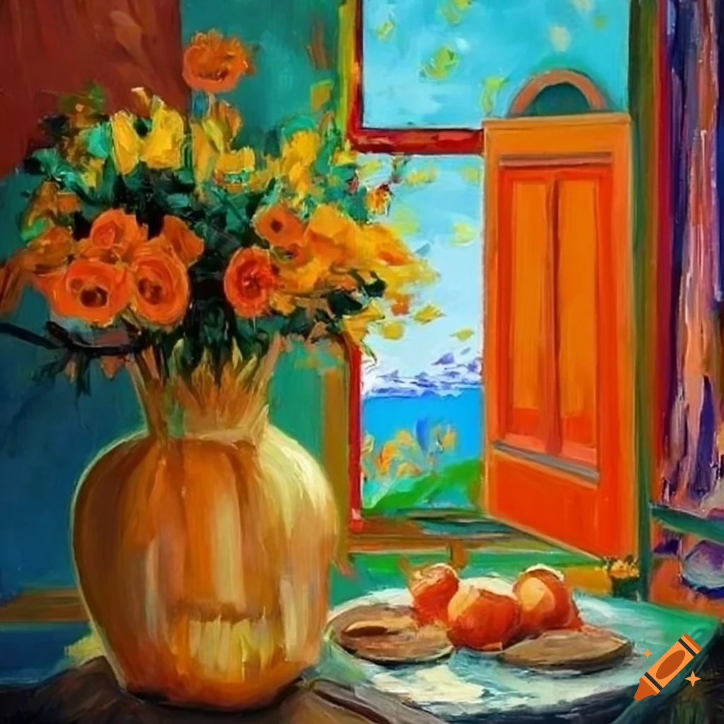 Oil painting of a beautiful lantern and flower bouquet on Craiyon