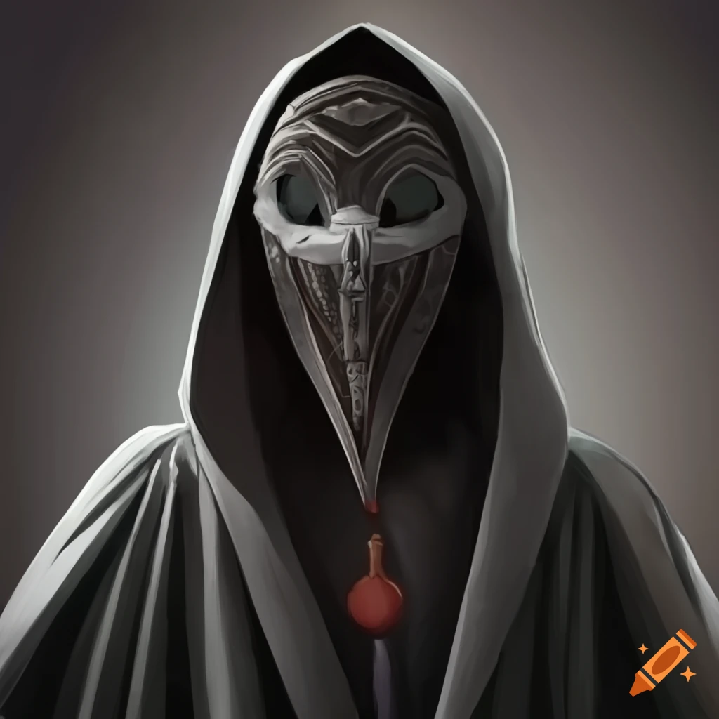 masked rulers in gray robes