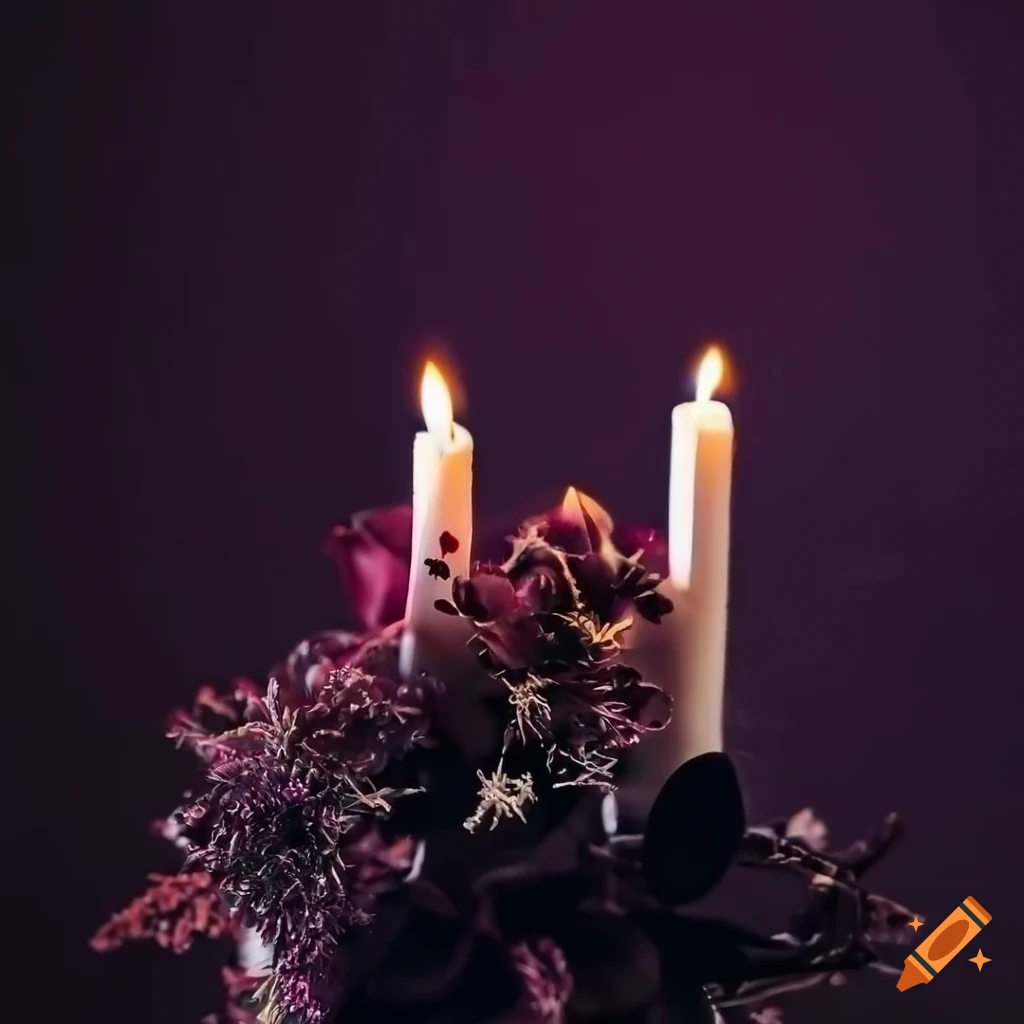 floral arrangement with candles
