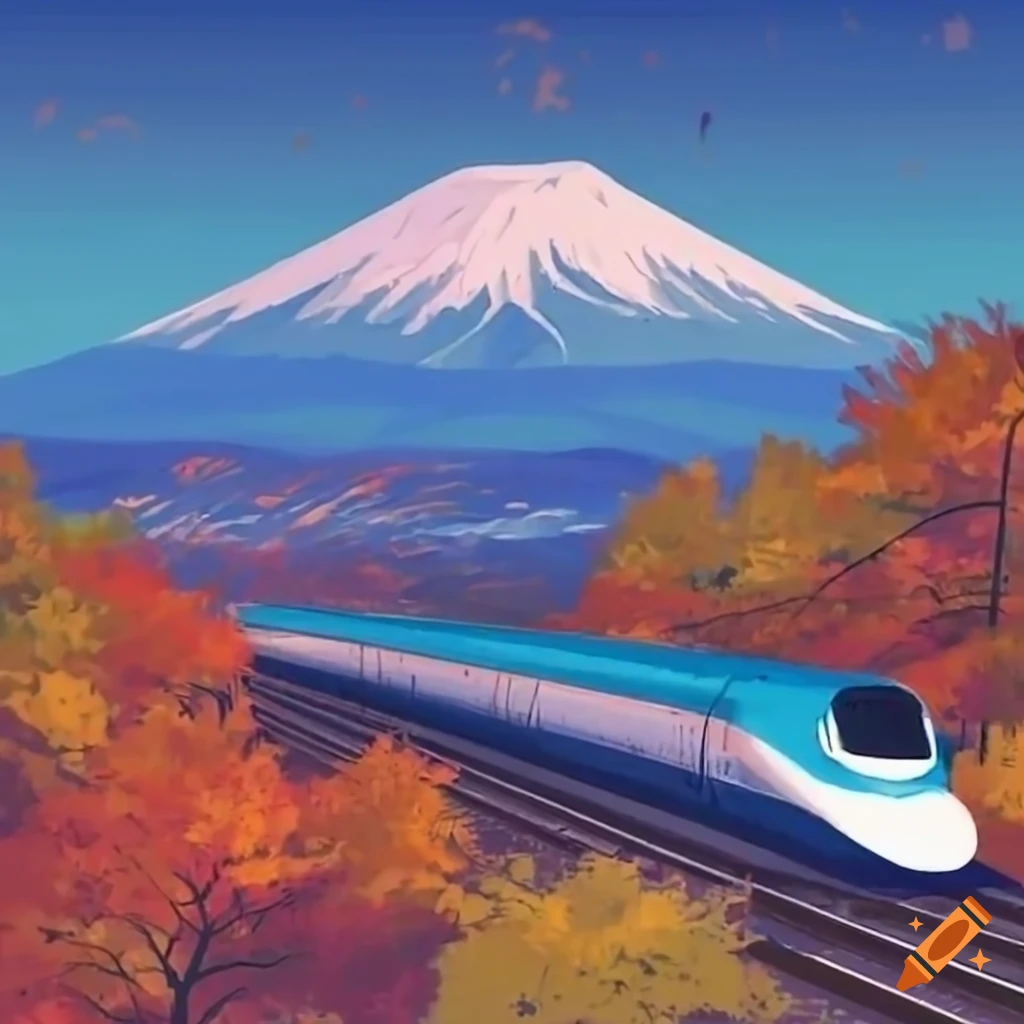 Japanese anime background，There is Mt. Fuji and cherry blossoms - SeaArt AI