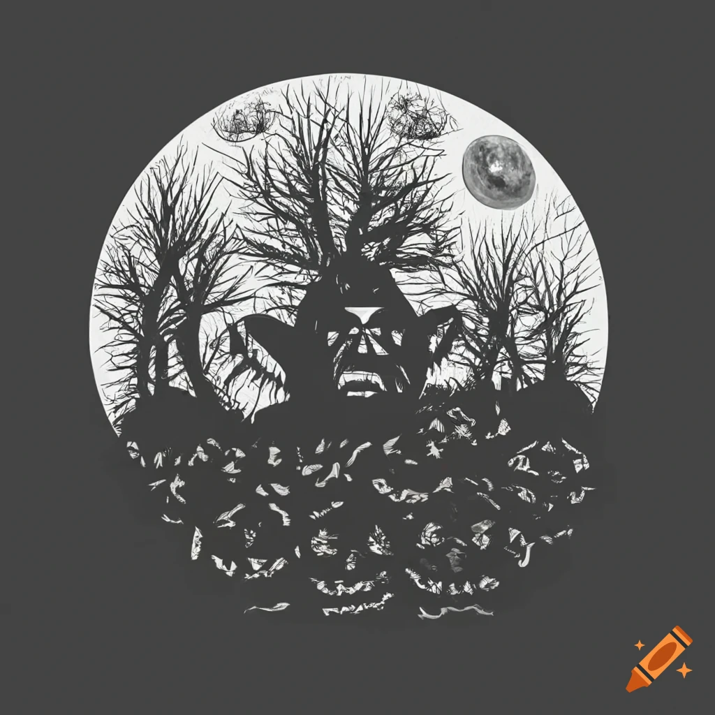 carved pumpkins in a spooky field