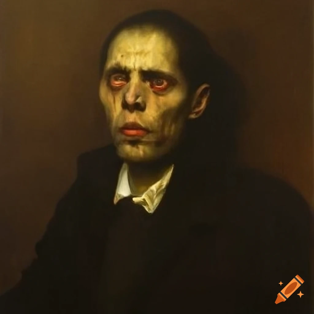 dark portrait painting by Frank Duveneck