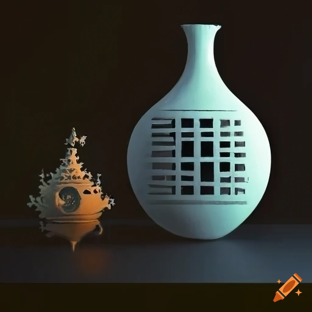 Still life painting with geometric elements