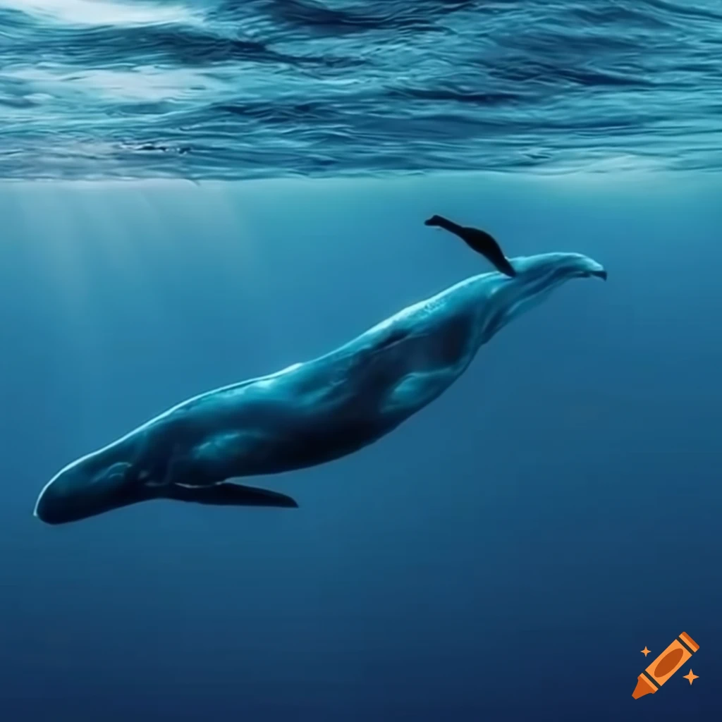 Blue whale swimming in the ocean on Craiyon