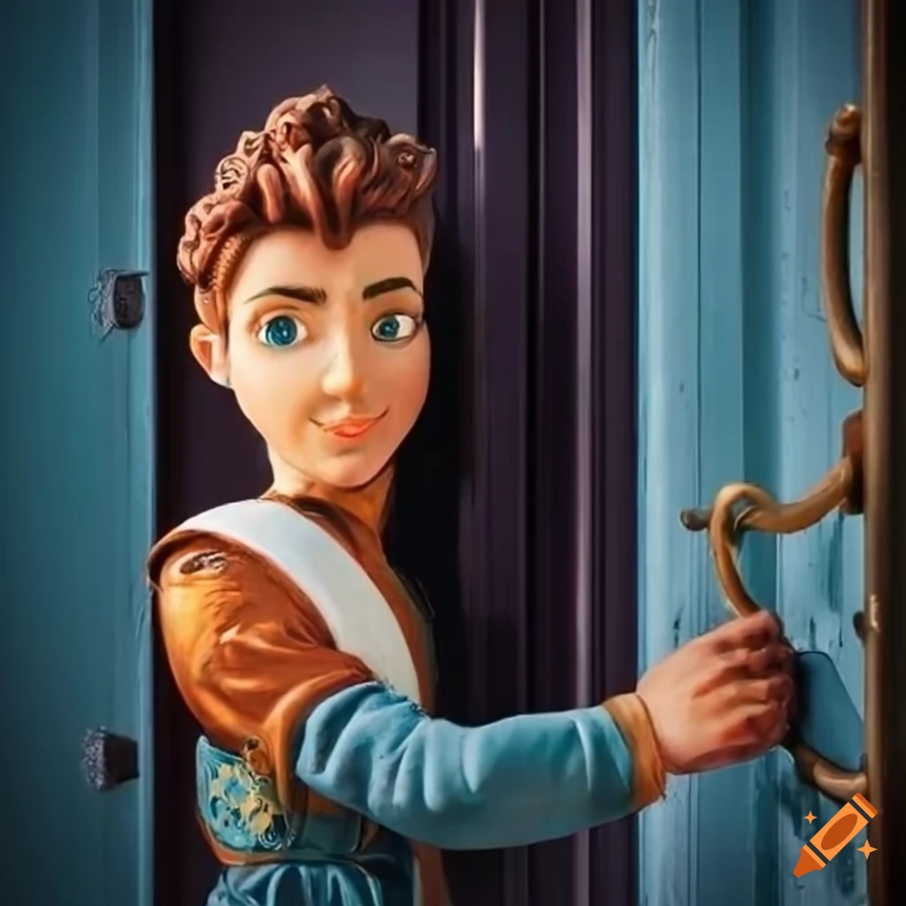 detailed illustration of a prince ready to knock on a door