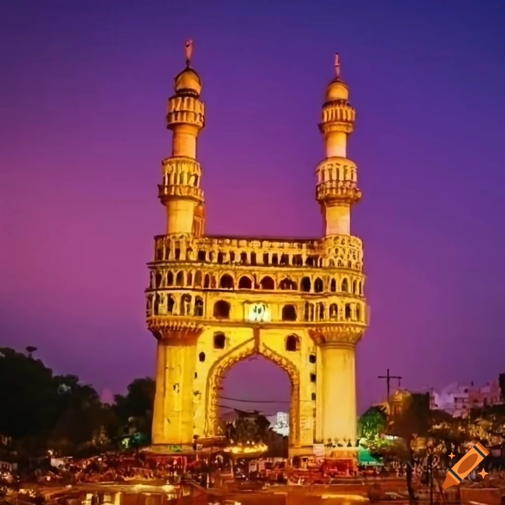 Colorful view of the charminar on Craiyon