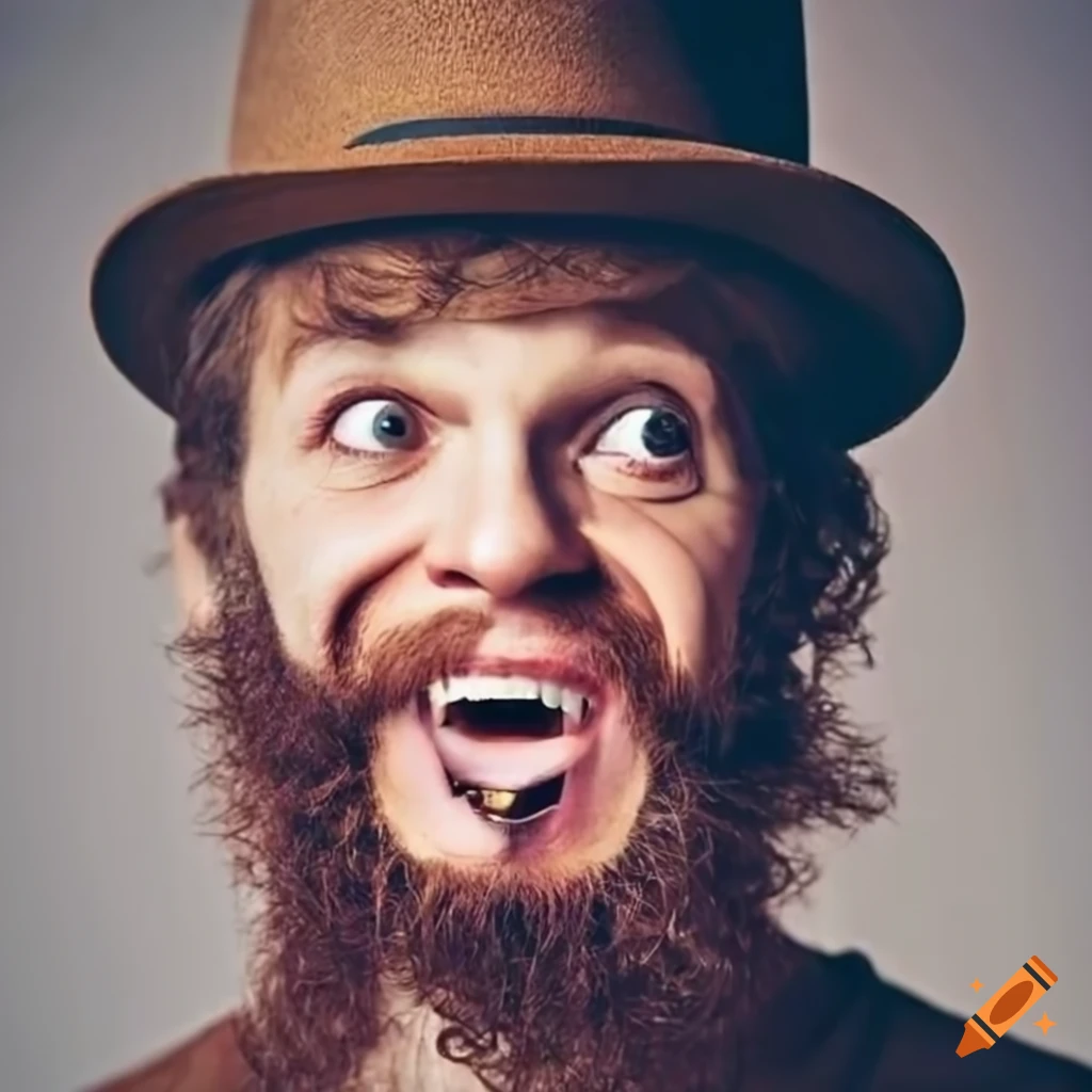 happy man wearing a hat and beard