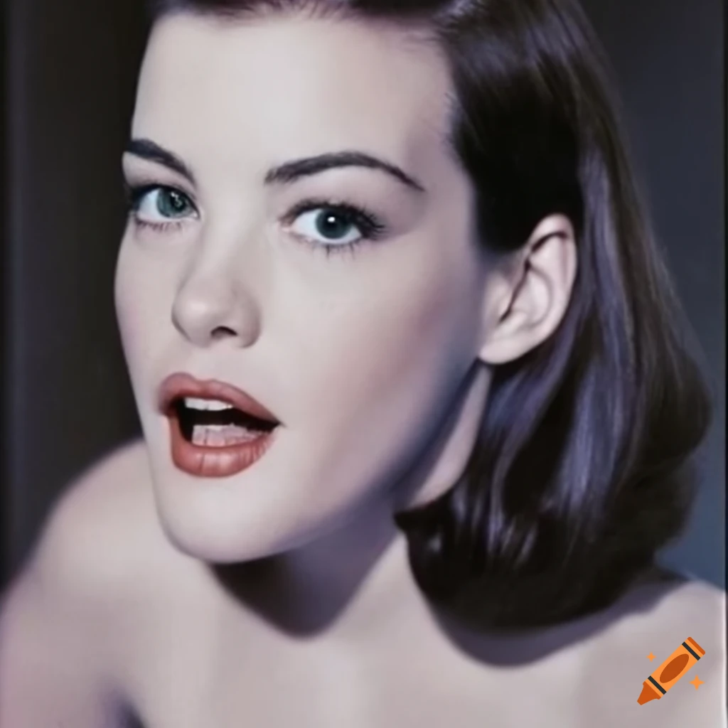 black and white photo of Liv Tyler in 1950s style