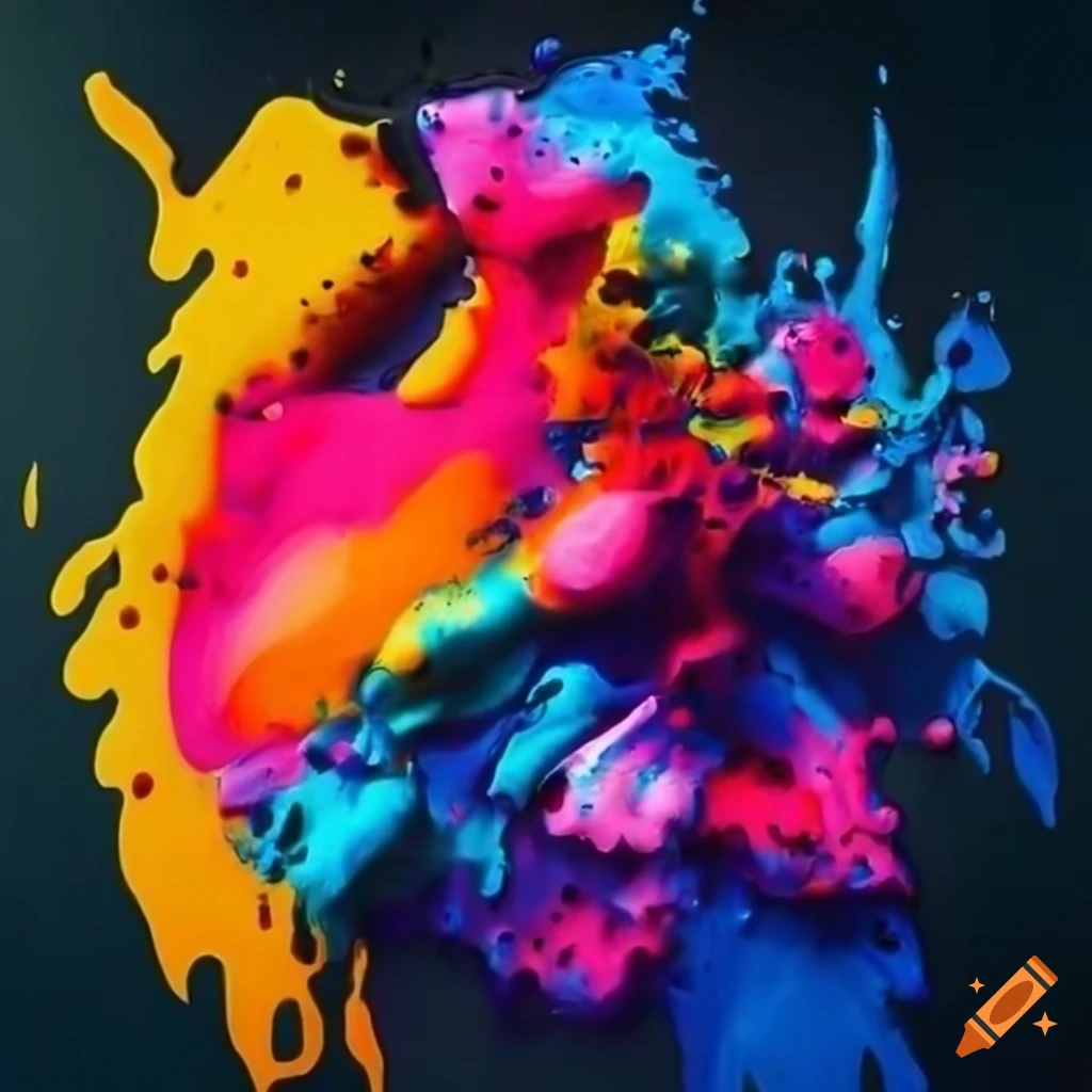 Vibrant painting with splatters and drips
