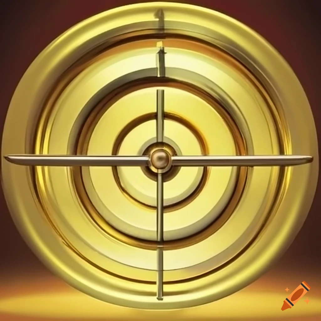 Closeup of a shiny gold target