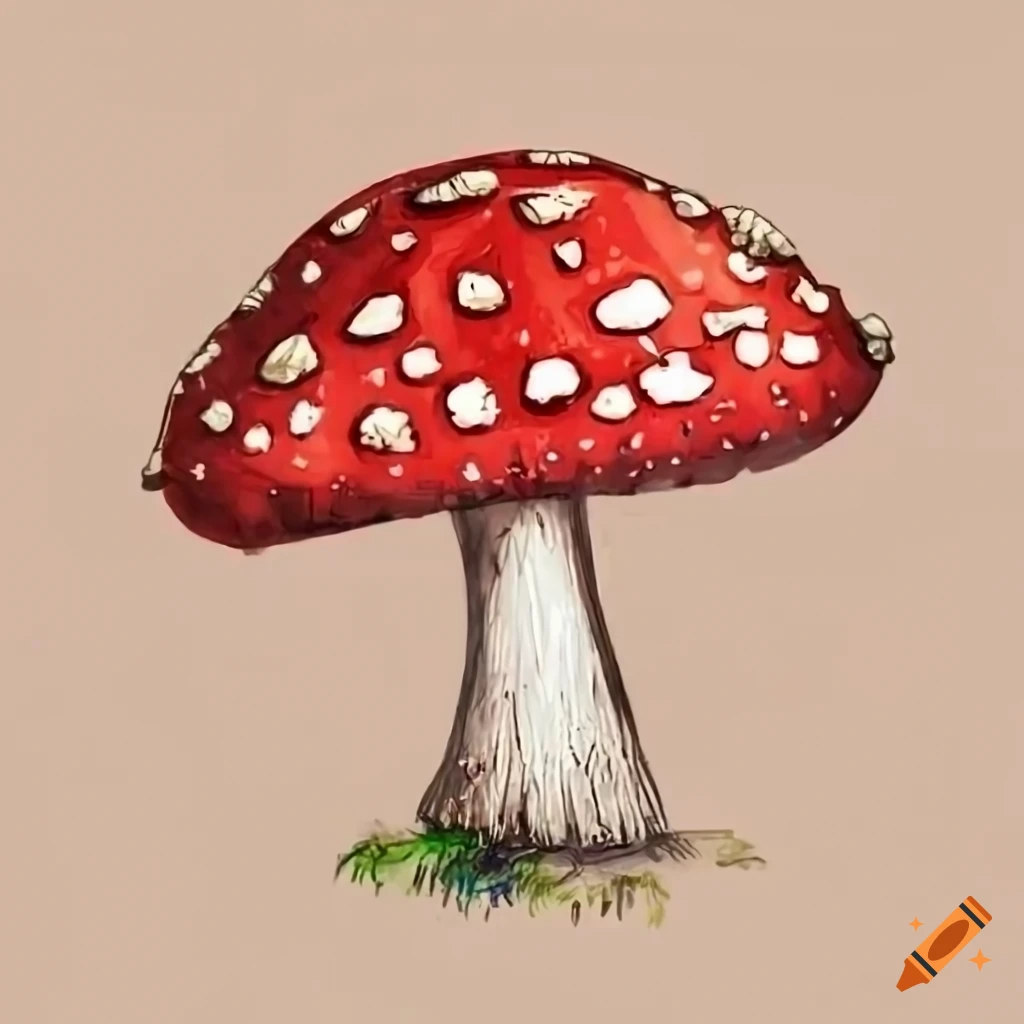 child's drawing of a fly agaric mushroom