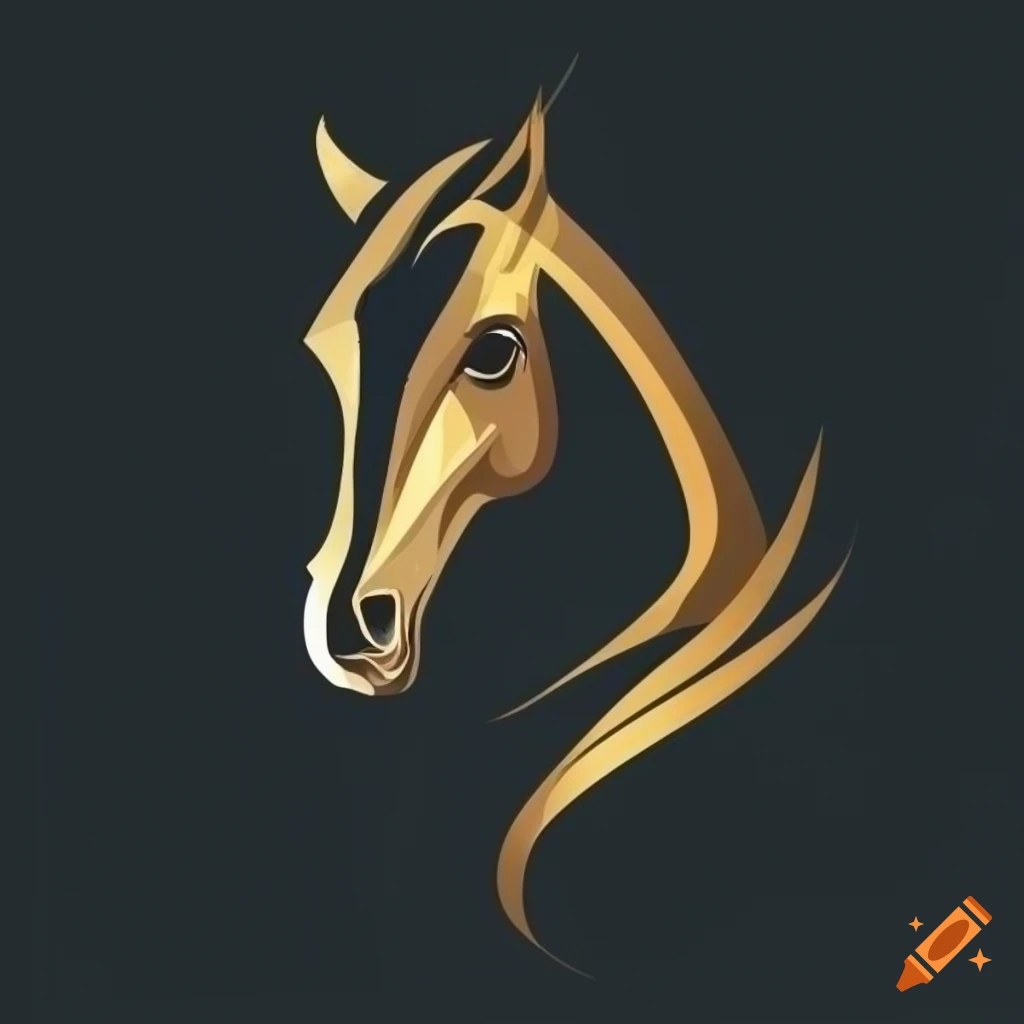Black and gold arabian horse head logo on Craiyon