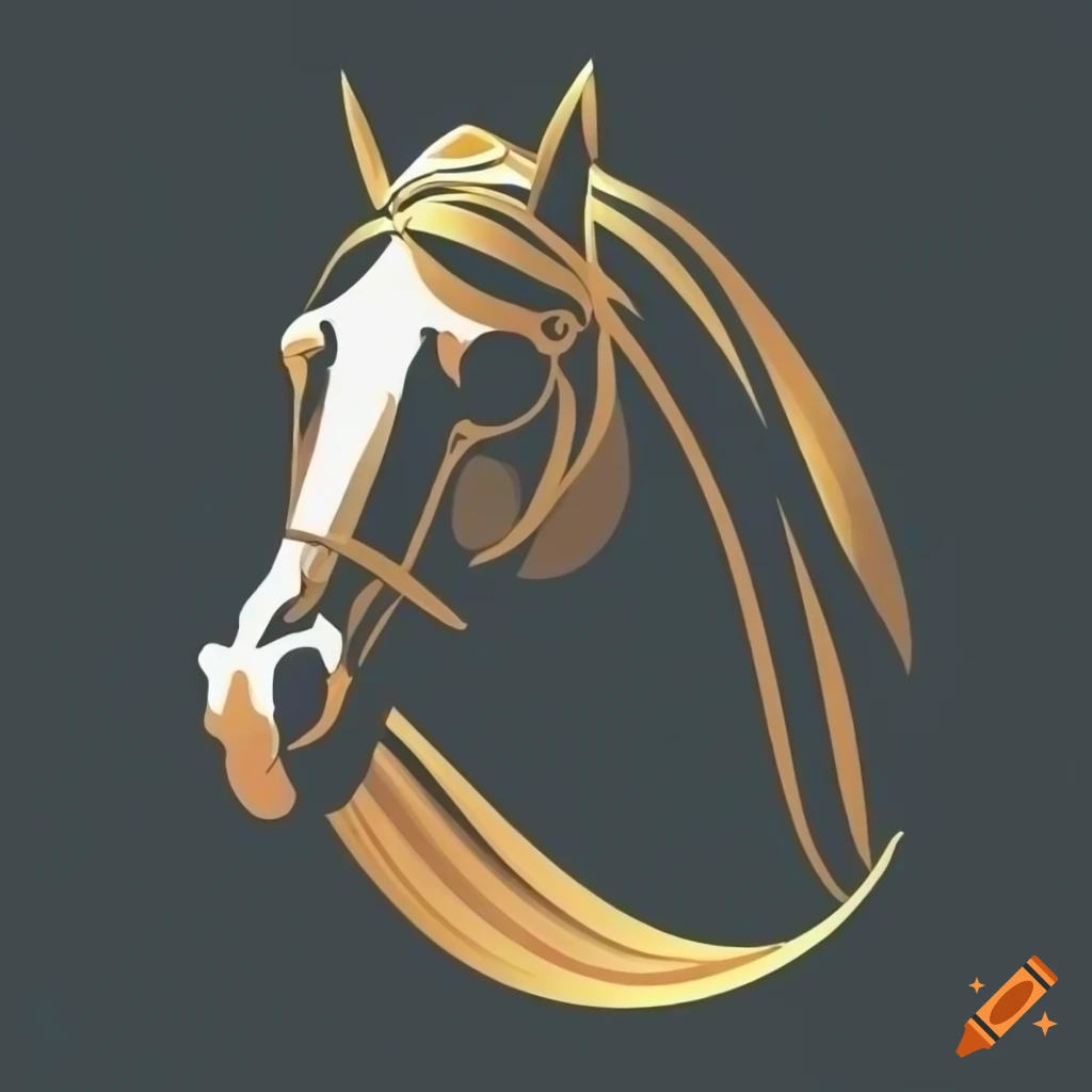 Black and gold arabian horse head logo