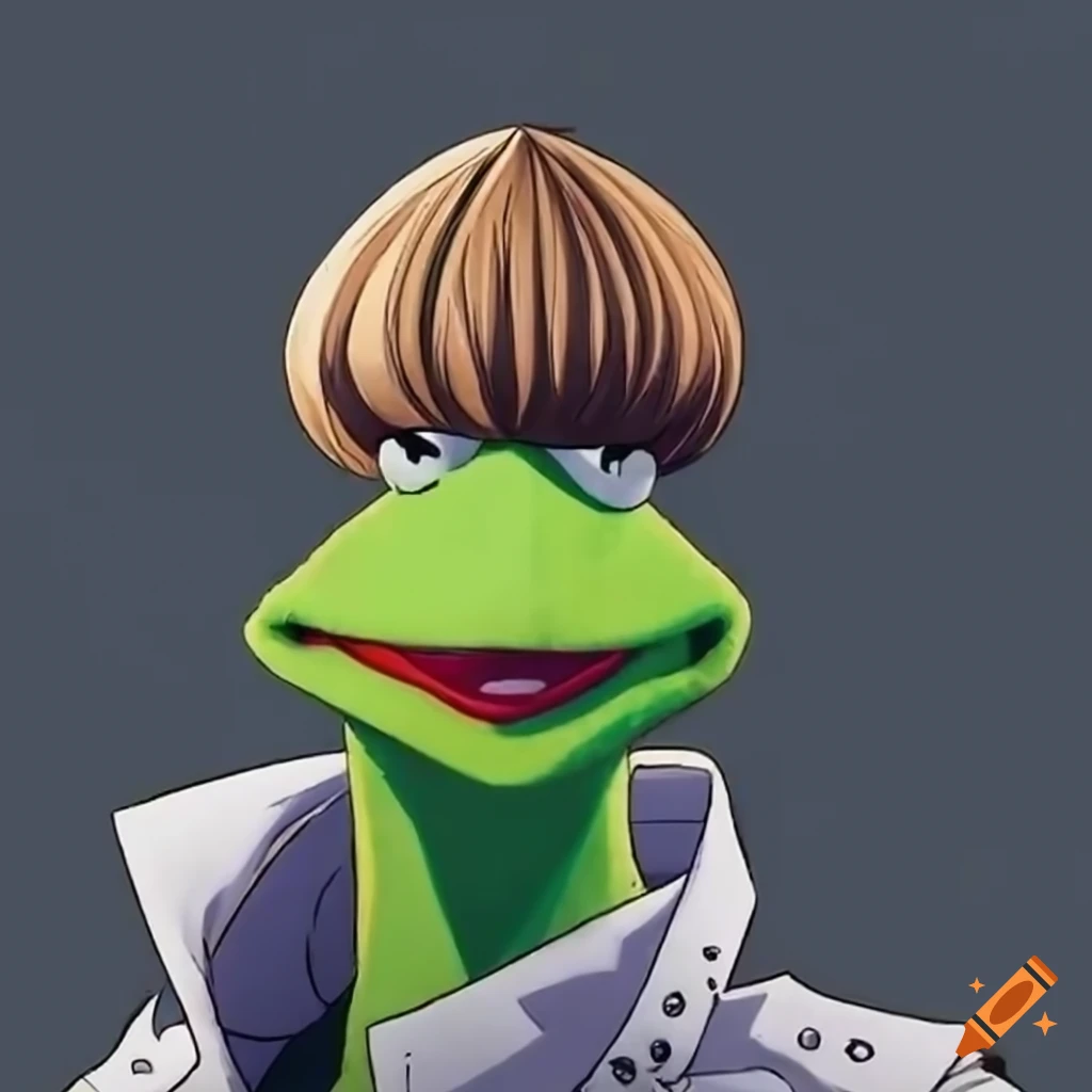 Kermit the Frog with Seto Kaiba hairstyle