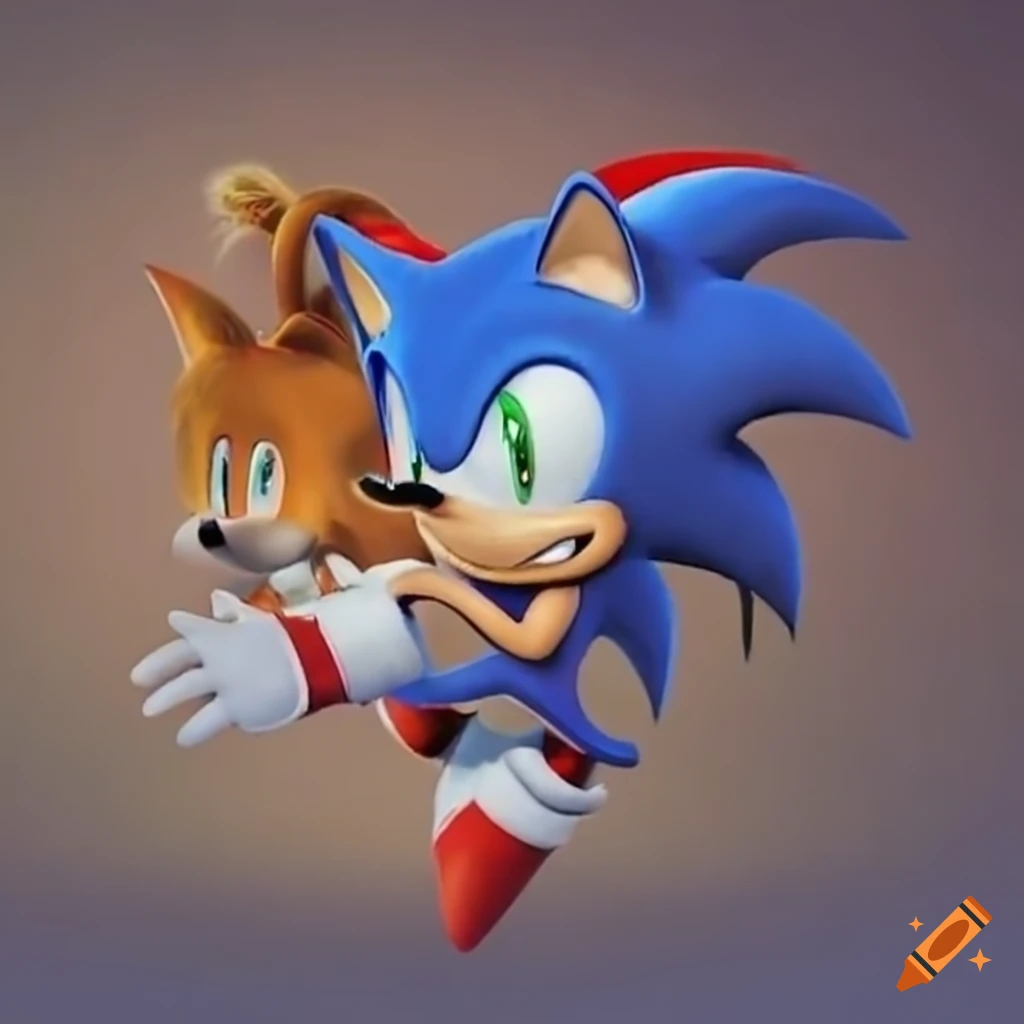 Sonic and tails running to santa's workshop