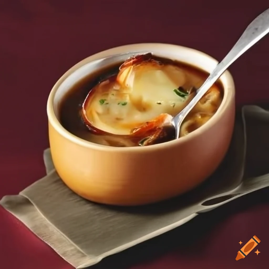 delicious French onion soup with a spoon