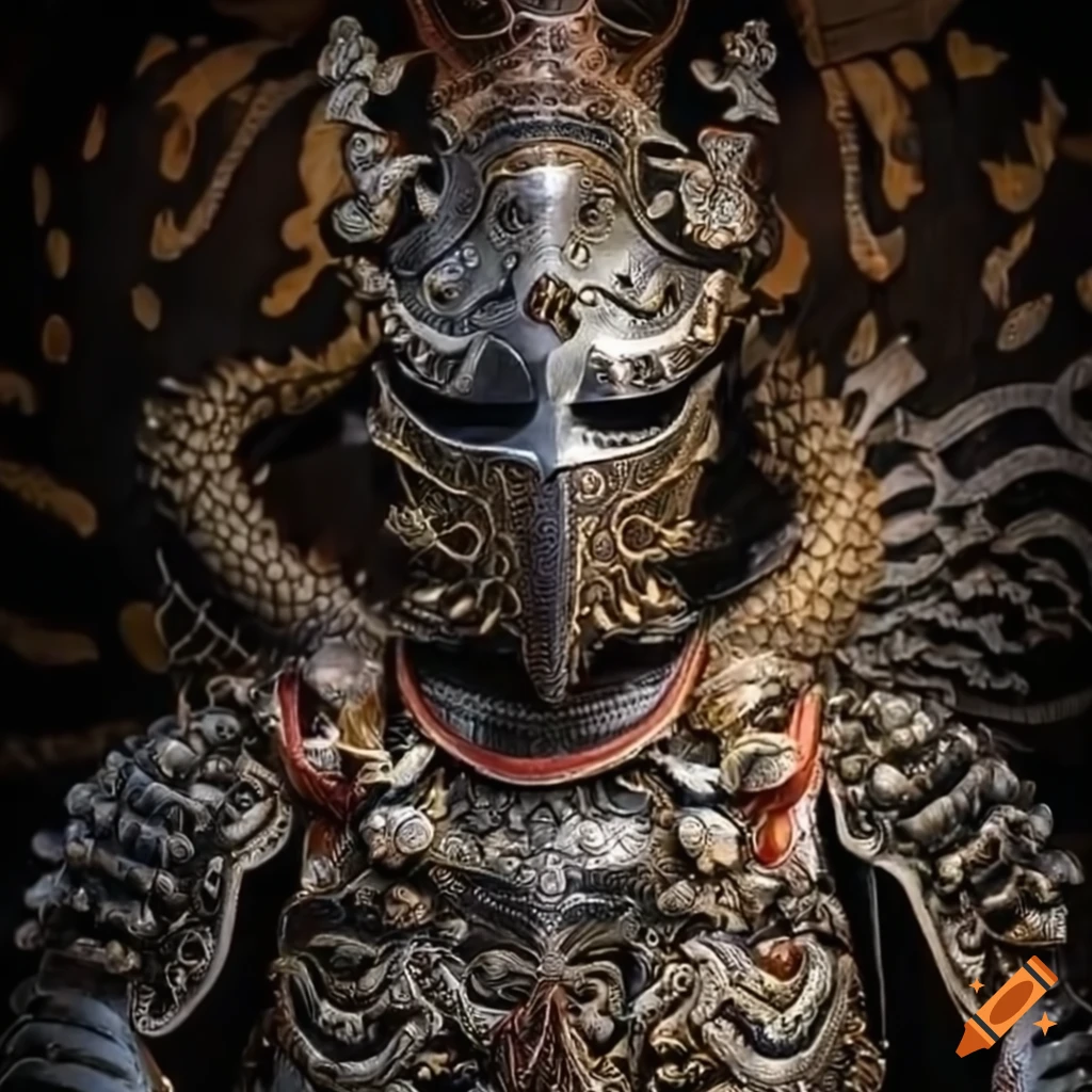 Detailed artwork of an armor-clad eastern dragon on Craiyon