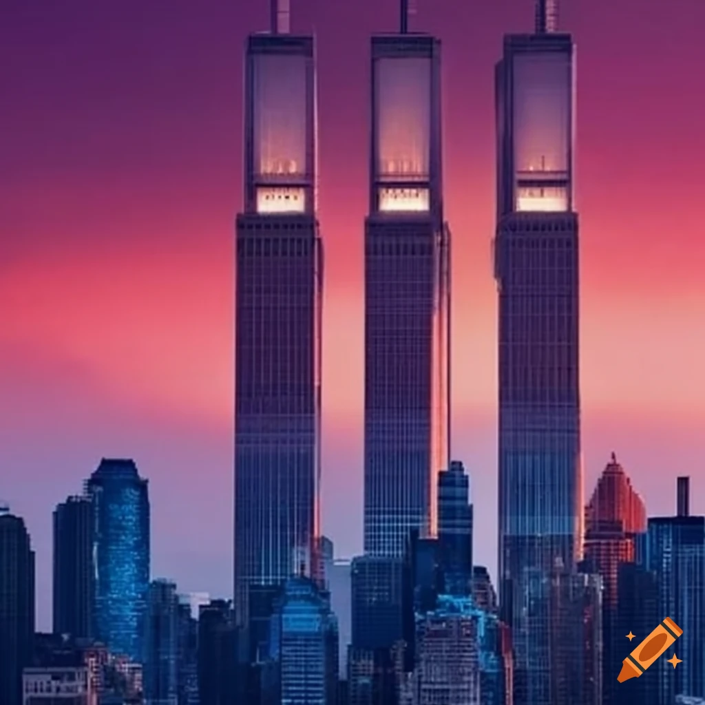 Tall twin towers on Craiyon