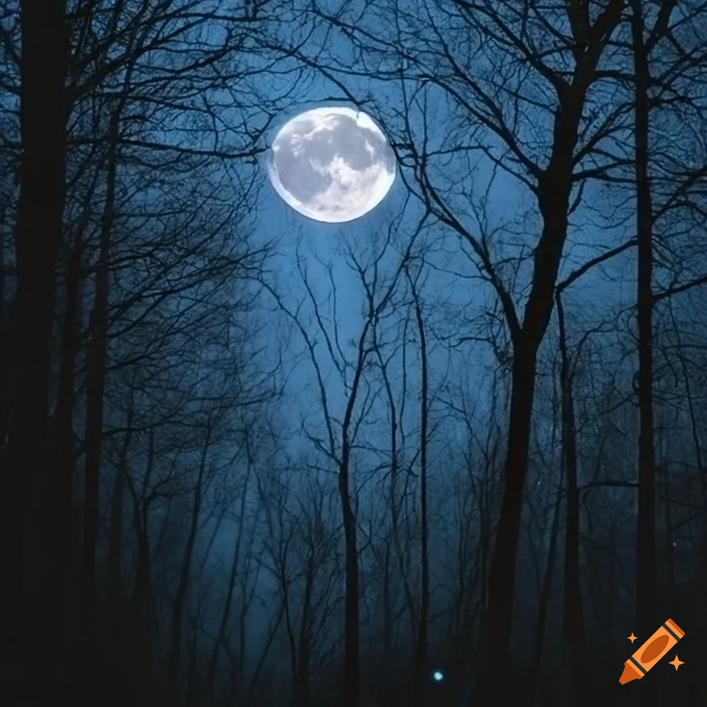 winter forest under a full moon