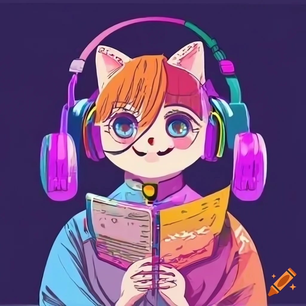 Image of a cat wearing headphones on Craiyon