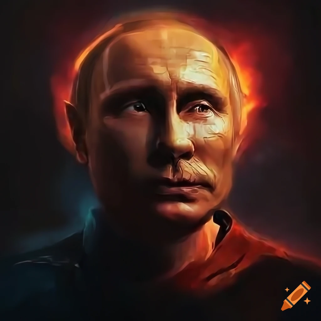 Dystopian Concept Art Of Vladimir Putin With Nuclear Explosion In The dystopian-concept-art-of-vladimir-putin-with-nuclear-explosion-in-the