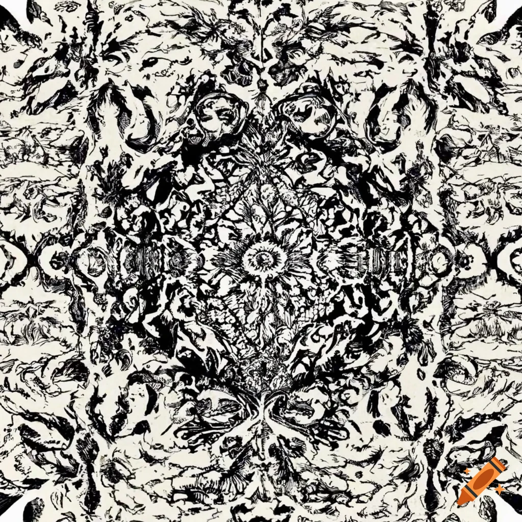 Intricate black and white vintage pattern on Craiyon
