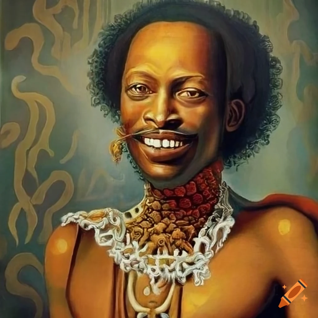 Oil painting of a handsome african king and queen
