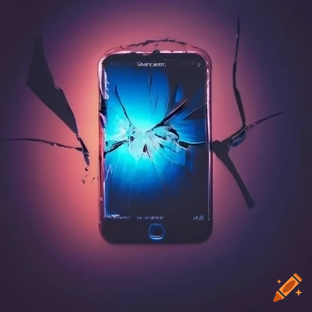 close up of a broken smartphone