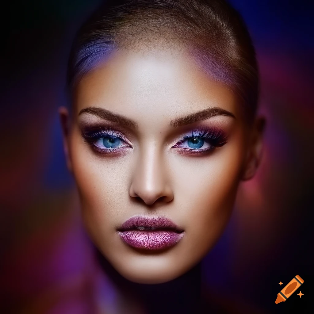 Vibrant highfashion portrait with bold colors and immaculate detail on