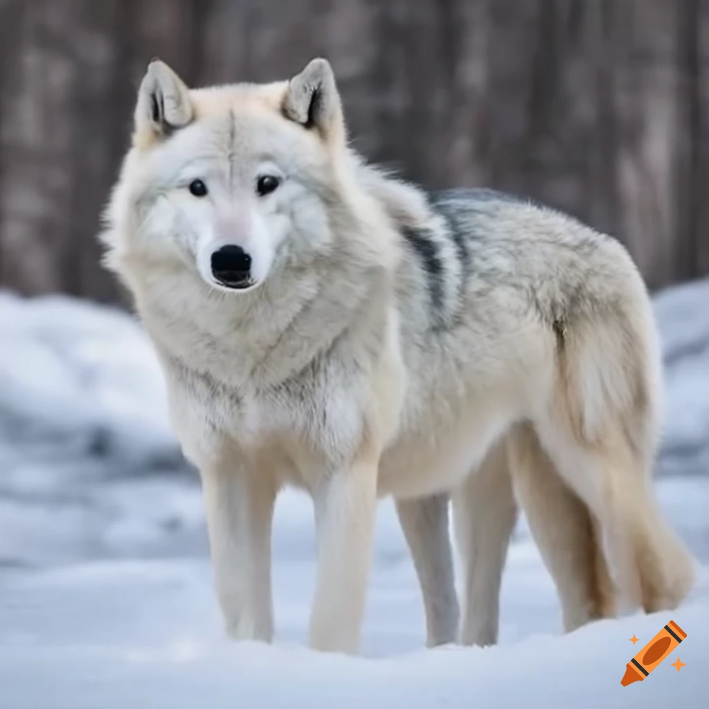 white wolf with beautiful fur