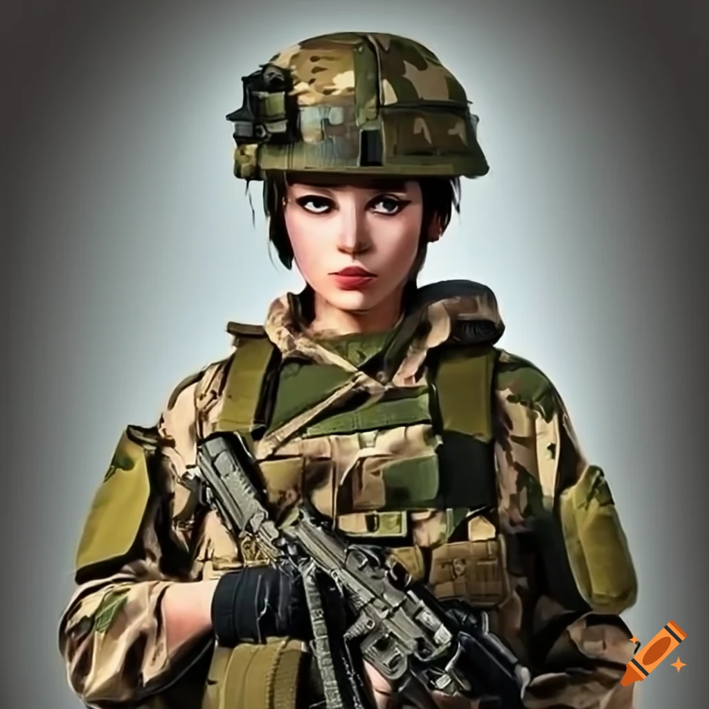 image of a strong military woman