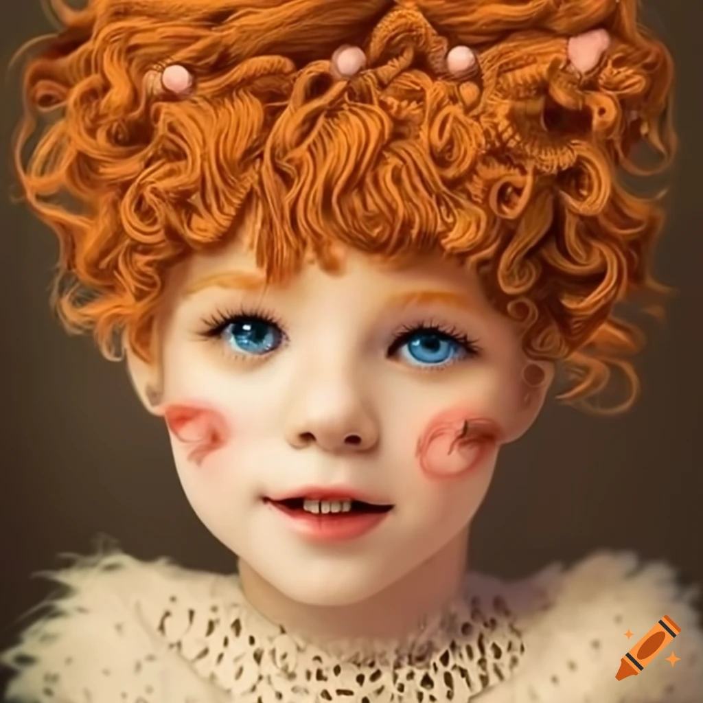 colorful illustration of cute ginger-haired girls